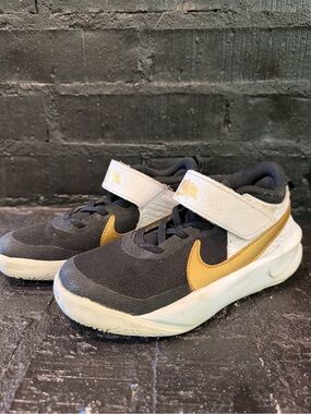 Nike Kids Black and Gold Velcro Sneakers